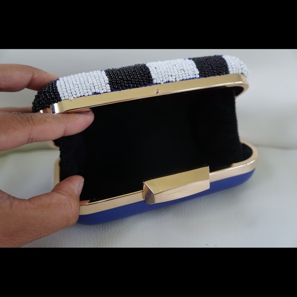 Chevron Beaded Evening Clutch with Gold Hardware - Picture 4 of 4